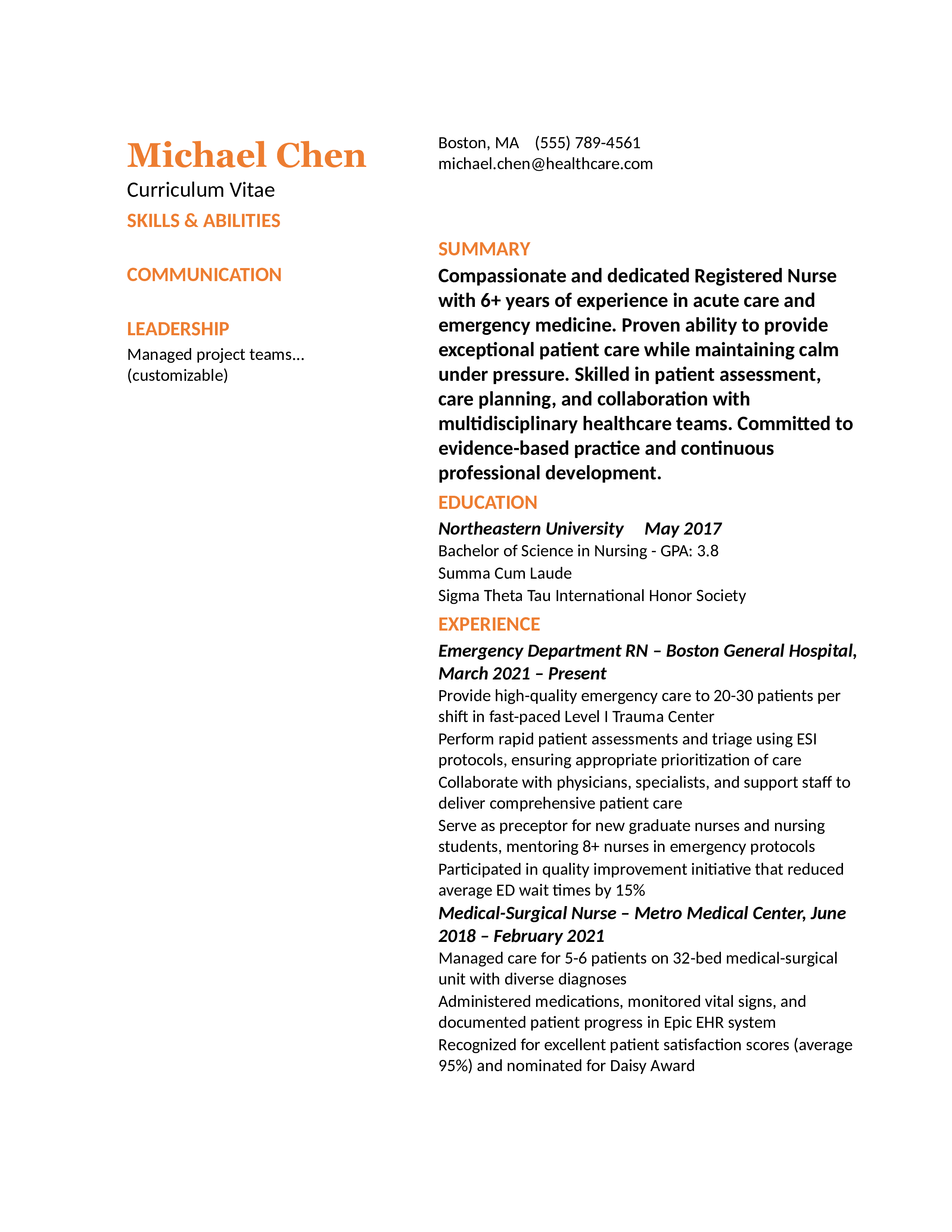 Peach Resume Template